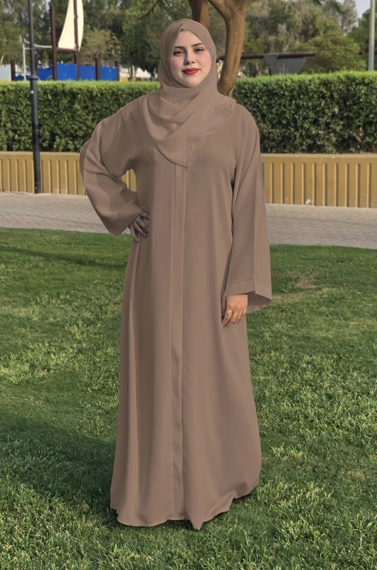 Rosy Brown Plain Abaya