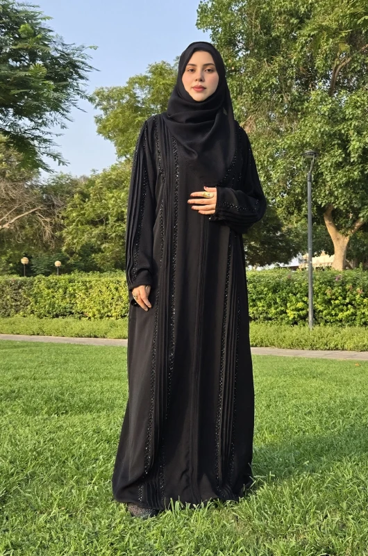 Crytalised Black Abaya